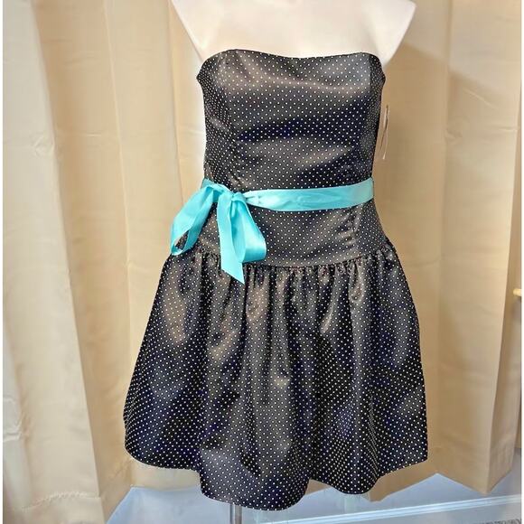 Vintage Jessica McClintock Gunne Sax Black Polka Dot Party Prom Dress Size 13/14 - Picture 1 of 13